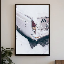 Vintage Car In Snow Vintage Poster