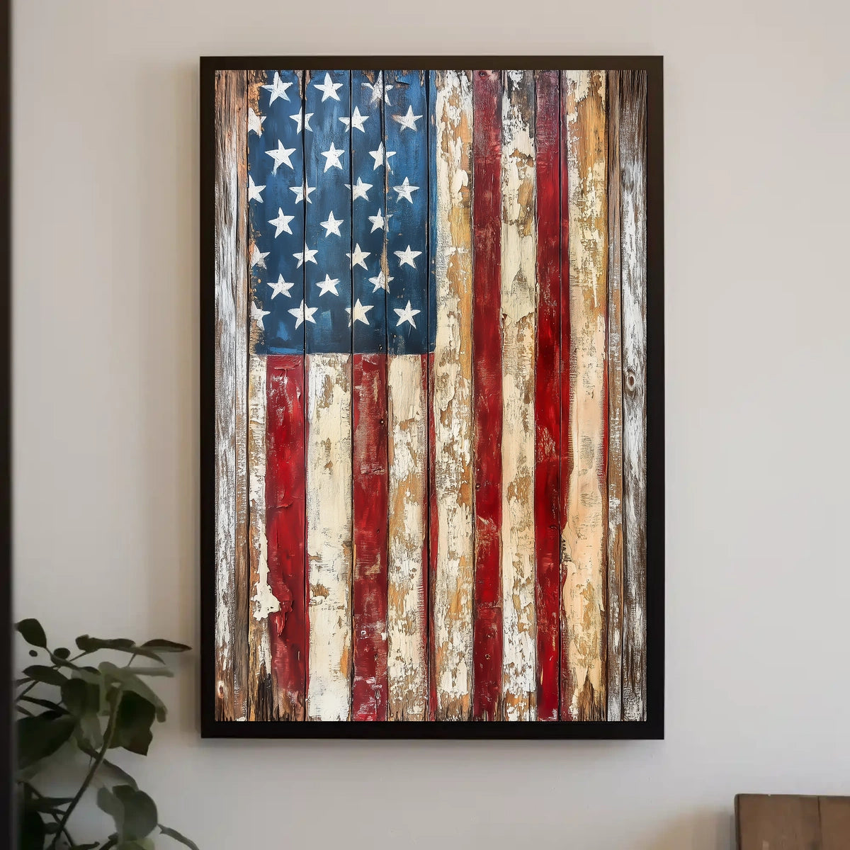 Faded American Flag Geometric Abstract Art Wall Poster