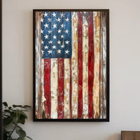 Faded American Flag Geometric Abstract Art Wall Poster
