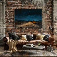 Desert Night Solitude: Tranquil Cabin Art Poster