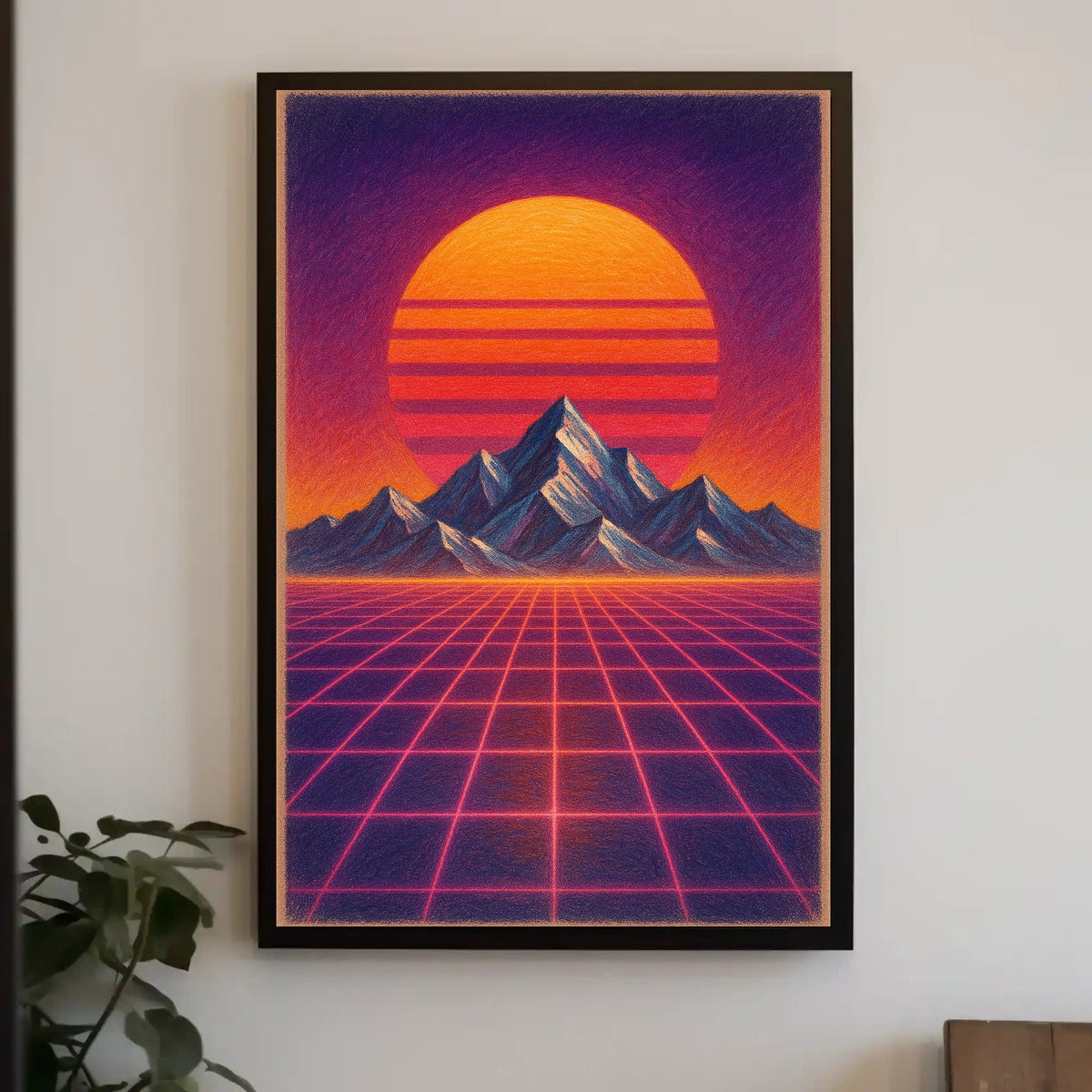 Vibrant Retrofuturistic Synthwave Sunset Futuristic Sci-Fi Poster