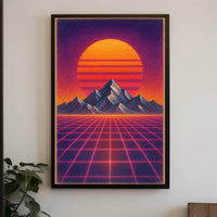 Vibrant Retrofuturistic Synthwave Sunset Futuristic Sci-Fi Poster
