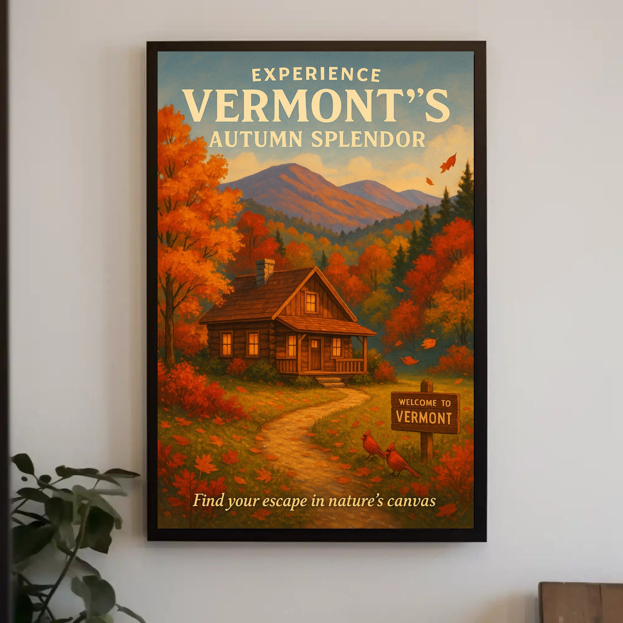 Vermont Autumn Splendor Vintage Travel Poster