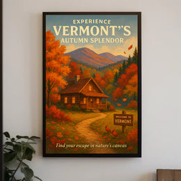 Vermont Autumn Splendor Vintage Travel Poster