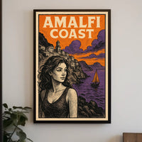 Amalfi Coast Poster Wall Art Coastal Landscape Decor