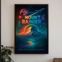 Fly Mount Rainier Art Print Wall Decor