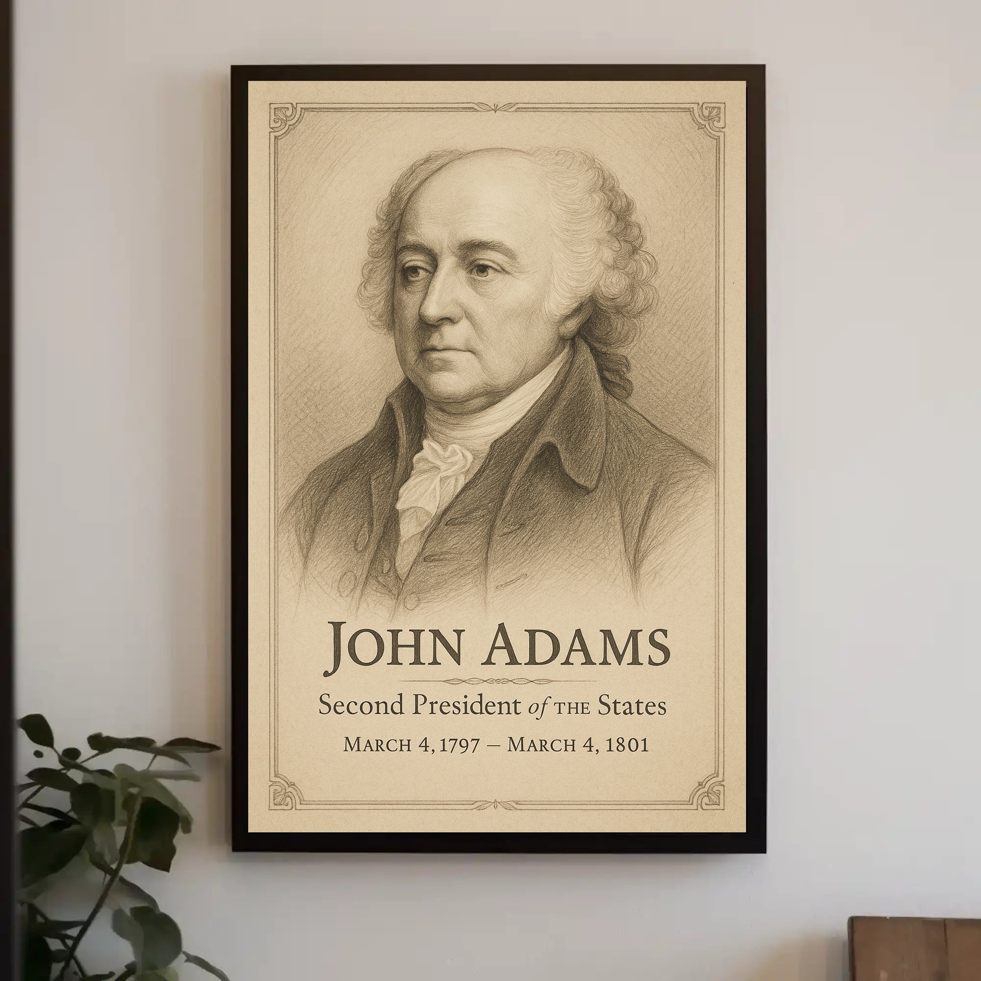 John Adams Presidential Portrait Vintage Patriotic Historical Poster