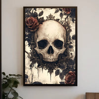 Gothic Skull with Roses Artwork Poster Poster