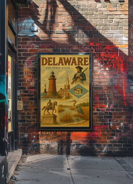 Delaware Founding History Colonial Heritage Travel Poster