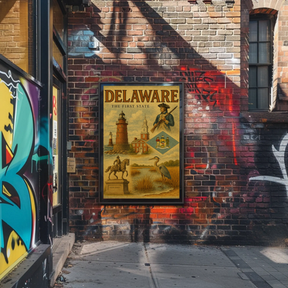 Delaware Founding History Colonial Heritage Travel Poster