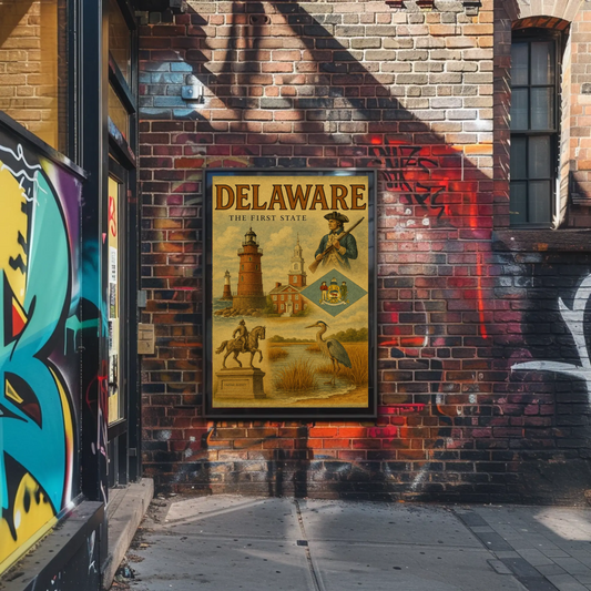 Delaware Founding History Colonial Heritage Travel Poster