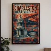 Charleston West Virginia Scenic Vintage Travel Wall Art Decor Souvenir Keepsake Poster