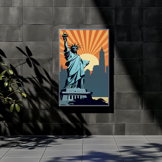 Statue of Liberty New York Vintage Travel Poster