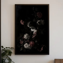 Serene Renaissance Woman Floral Artistry Poster PosterGoat