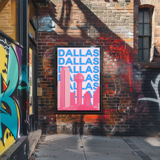 Dallas Texas Skyline Poster Retro Travel Poster