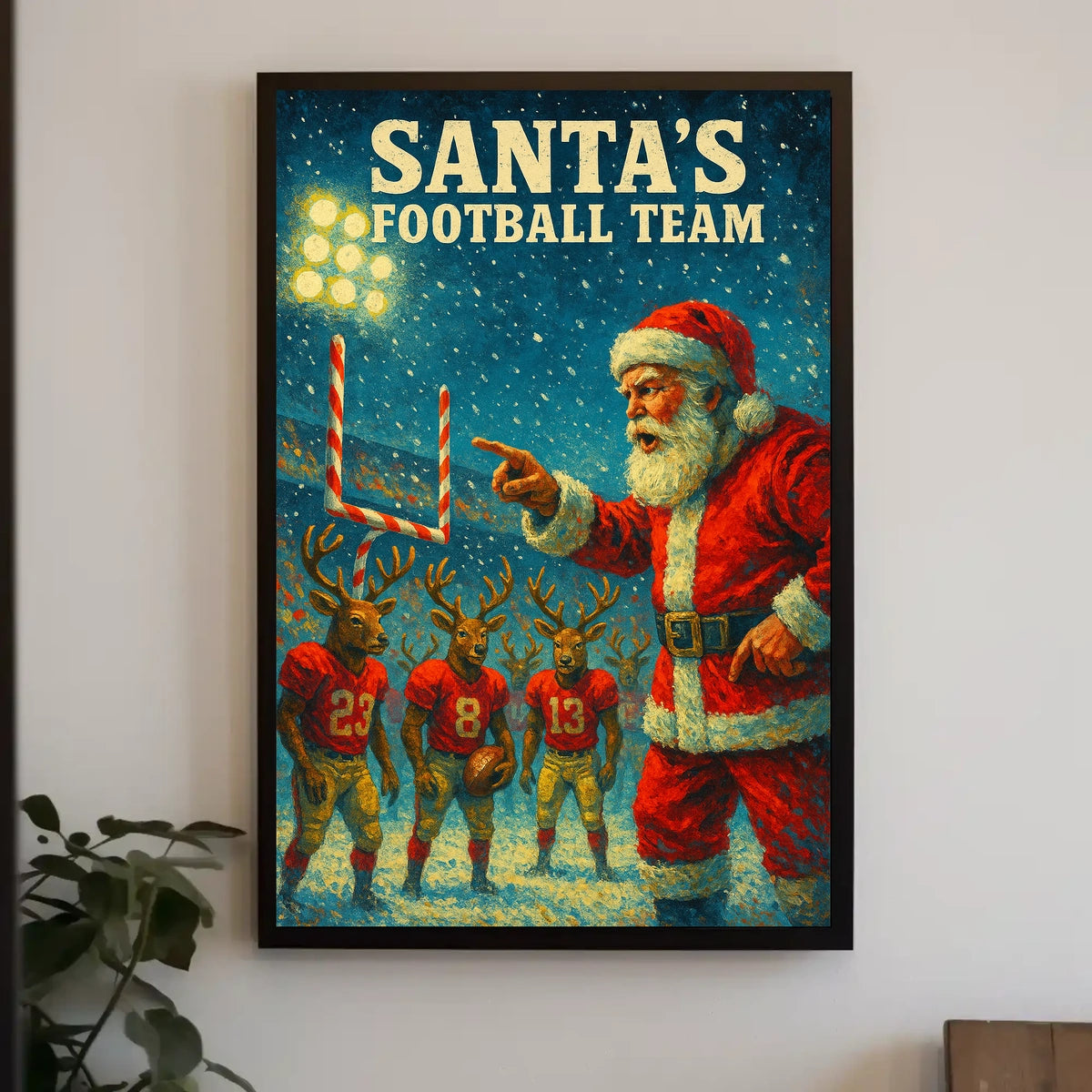 Santa Coaches Reindeer in Festive Football Scene