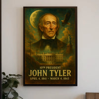 John Tyler Tenth President Historic Neoclassical Realism Artwork Vintage Patriotism Poster