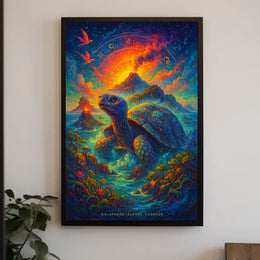 Galapagos Islands Wildlife Adventure Poster: Surreal Art