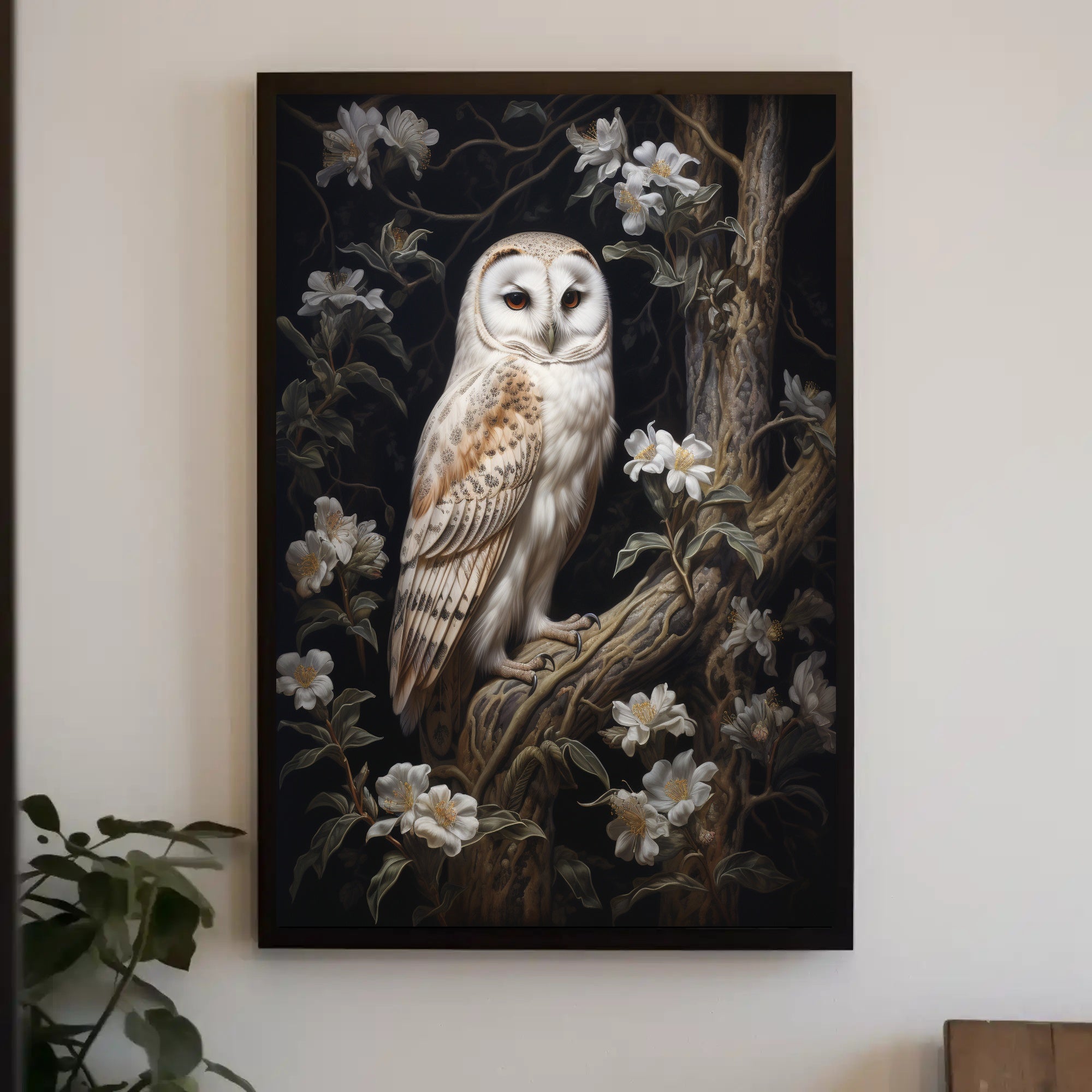 Barn Owl Elegance Perched Animal Poster