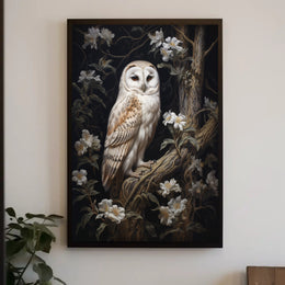 Barn Owl Elegance Perched Animal Poster