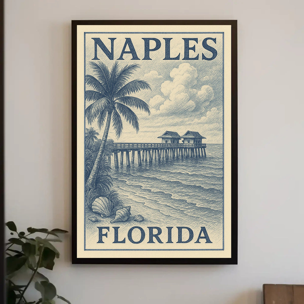 Naples Florida Coastal Poster Wall Art 18x24 Coastal Decor
