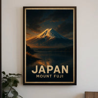 Mount Fuji Sunrise Travel Vintage Poster