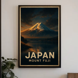 Mount Fuji Sunrise Travel Vintage Poster