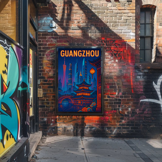 Guangzhou Night Skyline Travel Poster