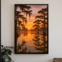Tranquil Cypress Sunset Poster