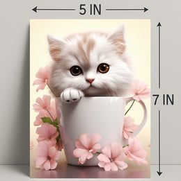 Kitten In A Cup Poster PosterGoat