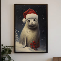 Festive Seal In Winter Wonderland Poster