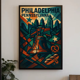 Philadelphia Liberty Bell Abstract Geometric Art Poster