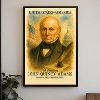 John Quincy Adams 6th President of the United States Vintage Watercolor Poster
