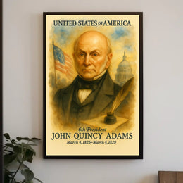 John Quincy Adams 6th President of the United States Vintage Watercolor Poster