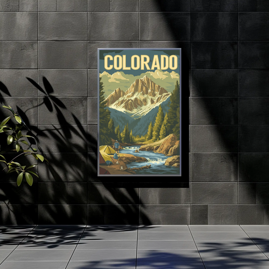 Camping in Colorado Vintage Travel Poster