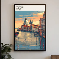 Venice's vibrant canals: Italian heritage travel poster