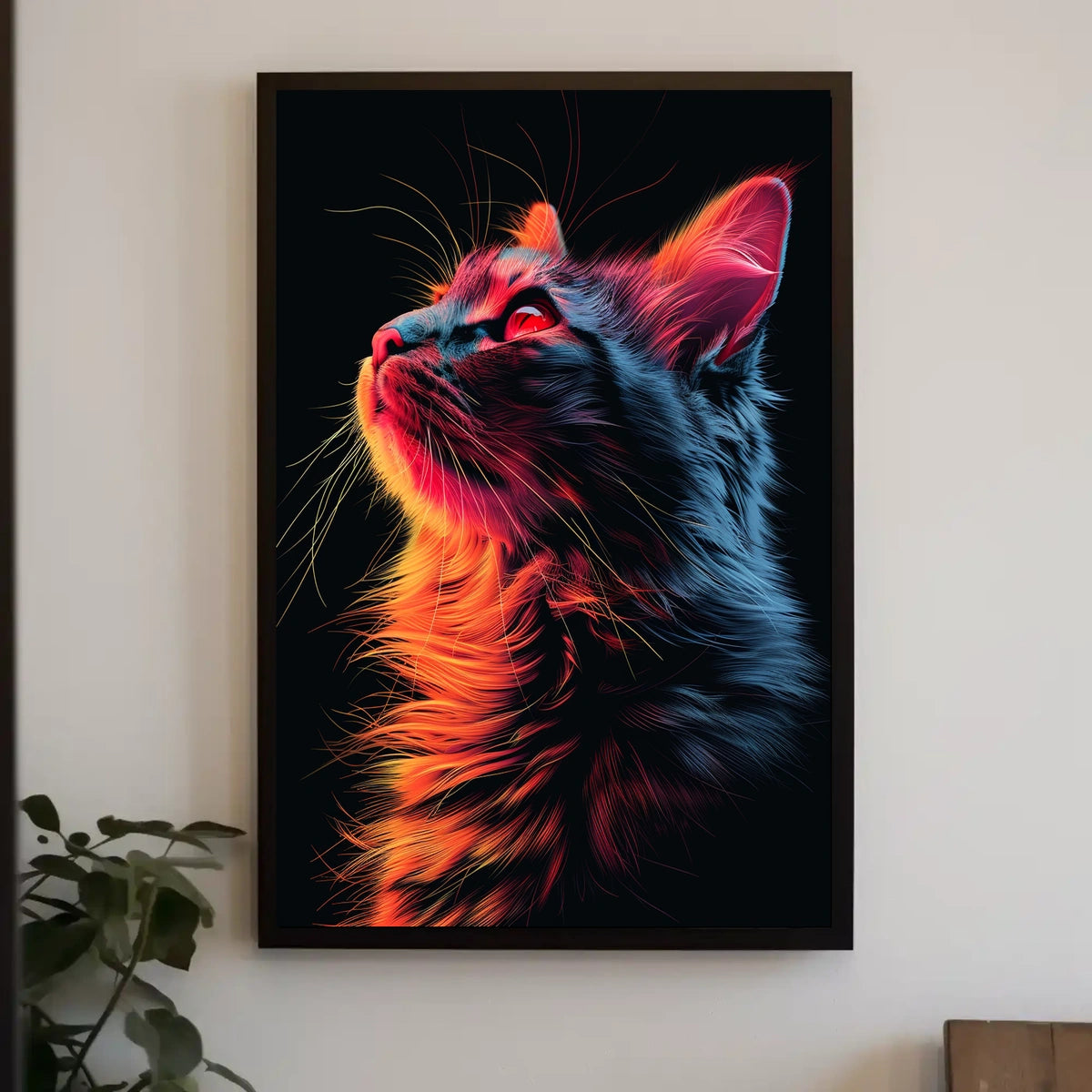 Neon Cat Portrait Poster