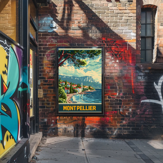 Montpellier Seaside Village Cliffs Trees Travel Poster