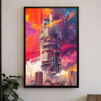 Futuristic Cityscape Art Deco Style Poster