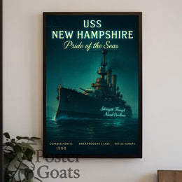 USS New Hampshire Battleship: Naval Excellence Historical Poster