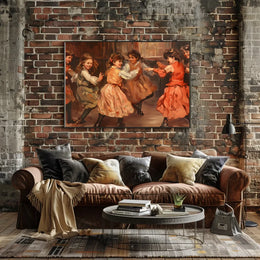 Joyful Vintage Dance Scene Impressionistic Art Poster