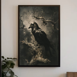 The Watchful Raven Art Print Poster for Home Decor and Nature Lovers PosterGoat