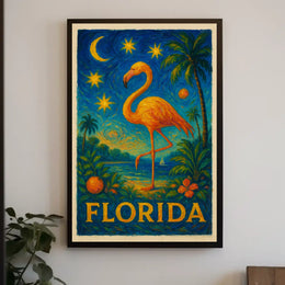Florida Flamingo Tropical Travel Poster