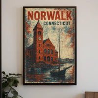 Norwalk Waterfront Vintage Scene Urban Cityscape Poster