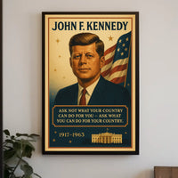 JFK Patriotic Vintage Poster with Inspirational Quote