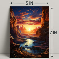 Sunset Over Canyon Poster