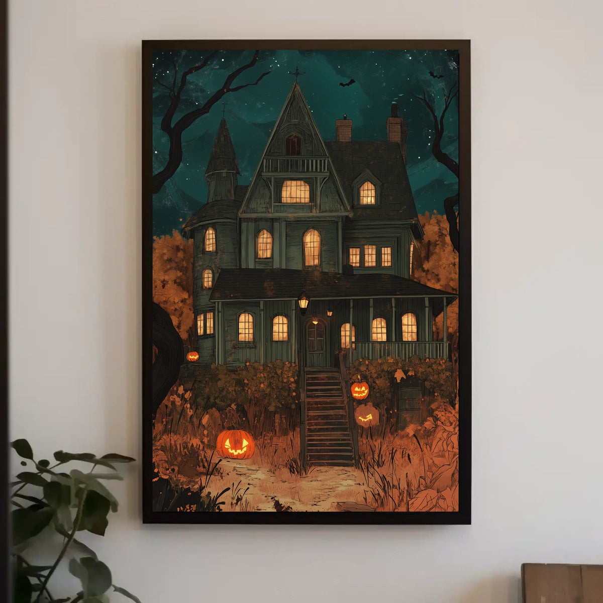 Spooky House Halloween Haunted Jack-o-lanterns Night Poster