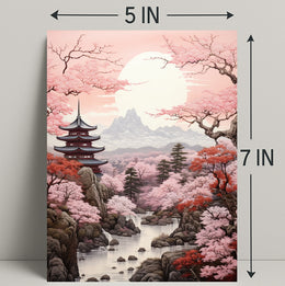 Tranquil Cherry Blossom Landscape Poster