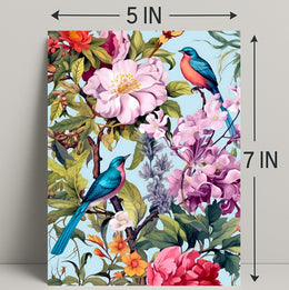 Vibrant Exotic Birds Botanical Art Animal Poster