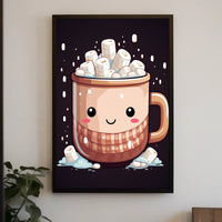 Kawaii Hot Chocolate Mug Illustration Art Poster